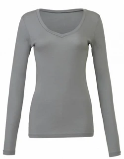 Sheer Mini Rib LS V-Neck T-Shirt