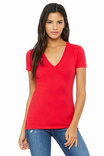 6035 Women's Jersey Short Sleeve Deep V-neck Tee