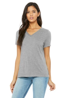 6045CVC Women's Relaxed Heather CVC Short Sleeve V-neck Tee