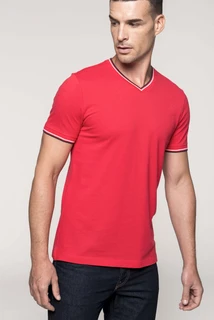 Men's piqué knit V-neck t-shirt