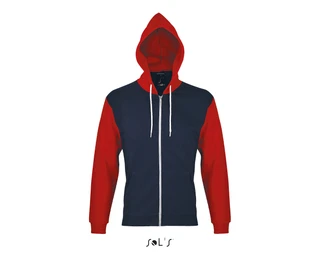 Unisex hooded zipped jacket with white contrasted drawstring 