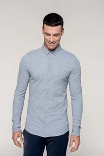 Long sleeve piqué knit shirt
