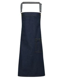 District Waxed Look Denim Bib Apron